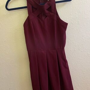 Speechless Red Pleated Halter Mini Dress with Pockets